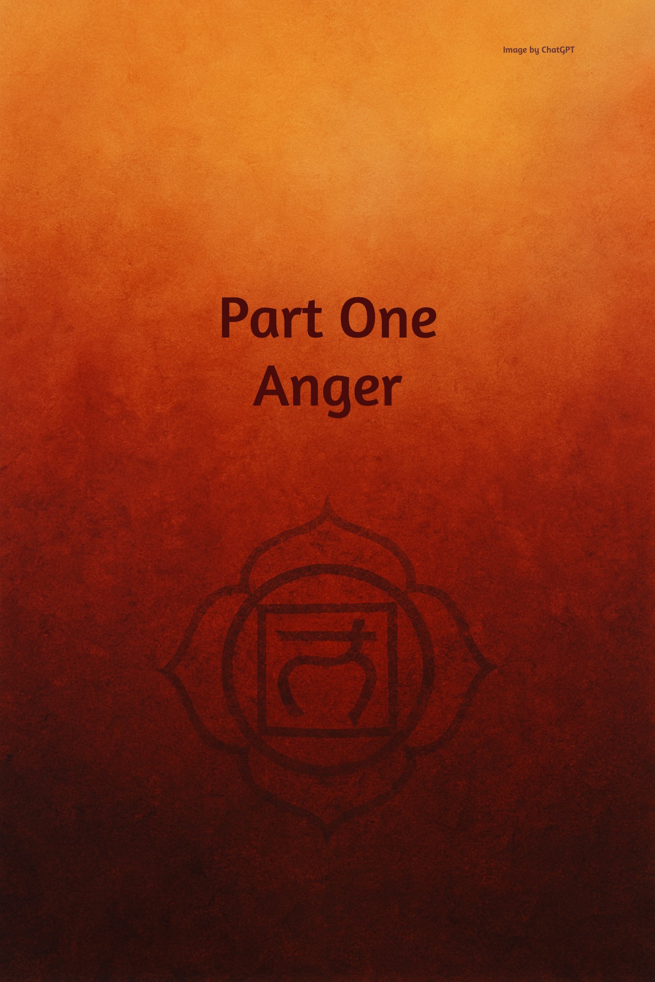 Abstract artwork featuring a deep red root chakra symbol at the bottom, fading softly upward into hints of orange and golden yellow, symbolizing the distant possibility of alignment beyond fear and anger.